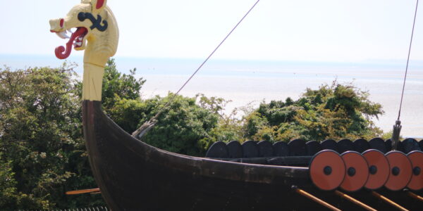 Replica Viking ship head; Pegwell Bay trip; July 2024; Matt